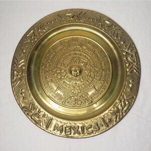 Vintage large brass decorative plate